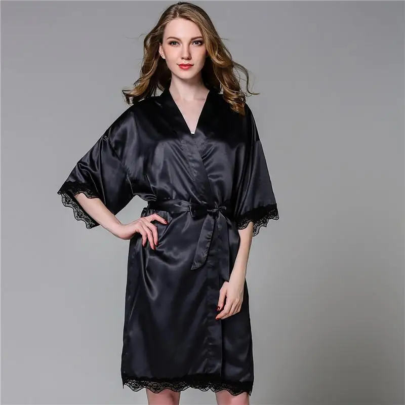 Женский банный халат кружевной ночной халат-атласный Свадебный халат-кимоно