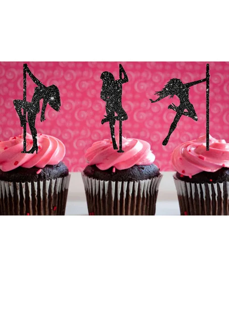 

glitter Pole Dancing girl Silhouette Cupcake Toppers sports event Party Picks baby shower wedding birthday toothpicks decor