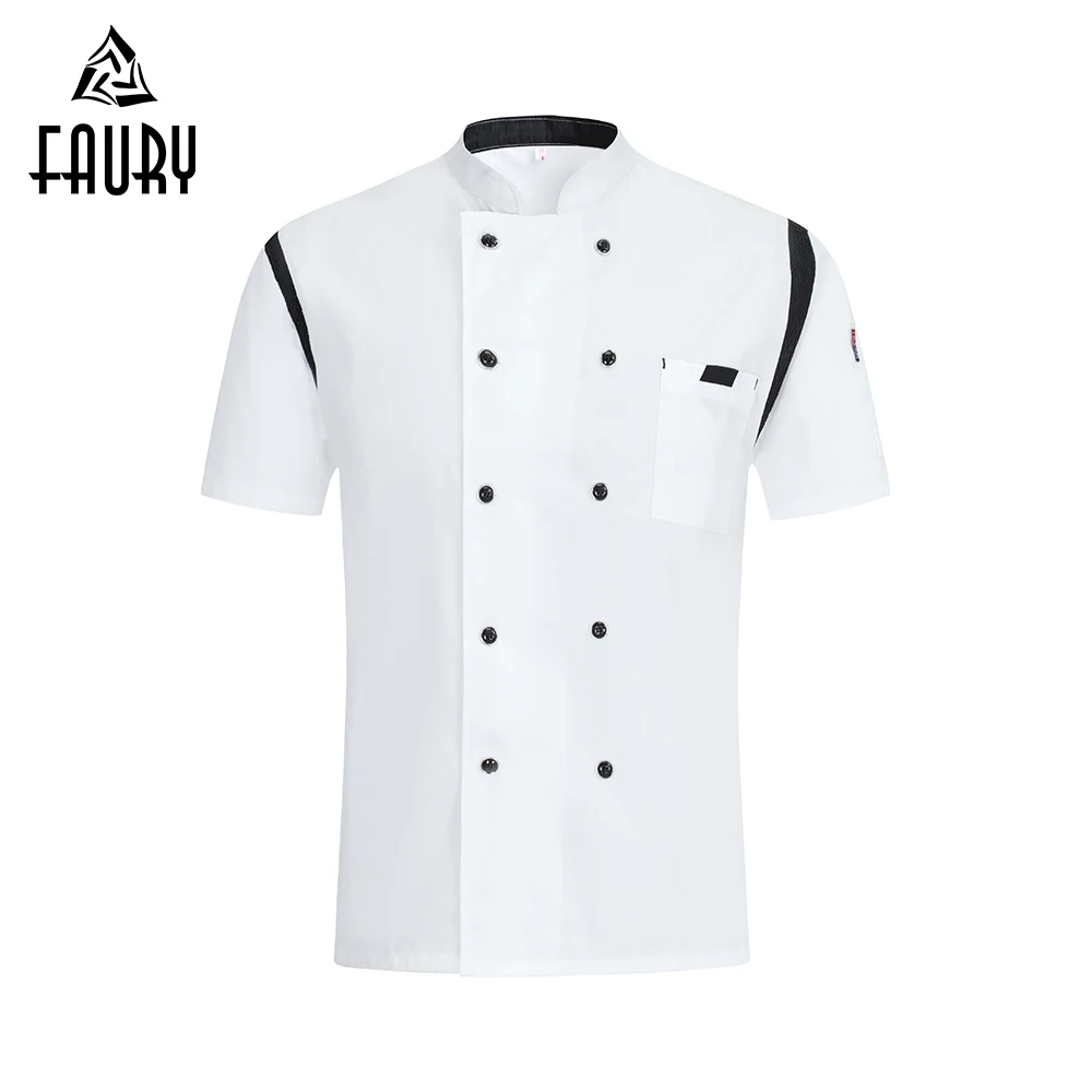 Высококачественная куртка шеф-повара с коротким рукавом для женщин и мужчин, одежда для приготовления пищи, униформа для шеф-повара, ресторана, отеля, суши, костюм