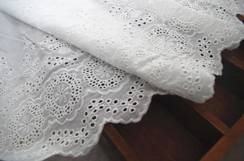 

5 yards Cotton Lace Trim, Embroidered Eyelet Lace Trim Cotton Lace Trim With Hollowed Out Floral