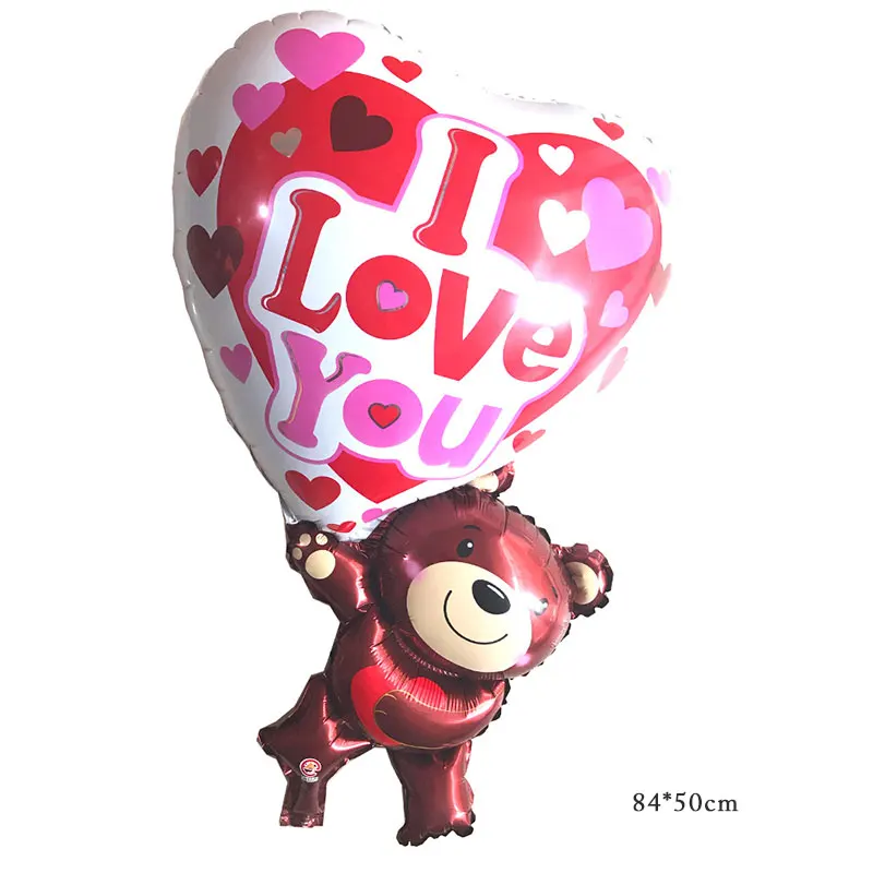 Хит 1 шт. надпись Love Teddy Bear любовь красные губы поцелуй фольгированный шар