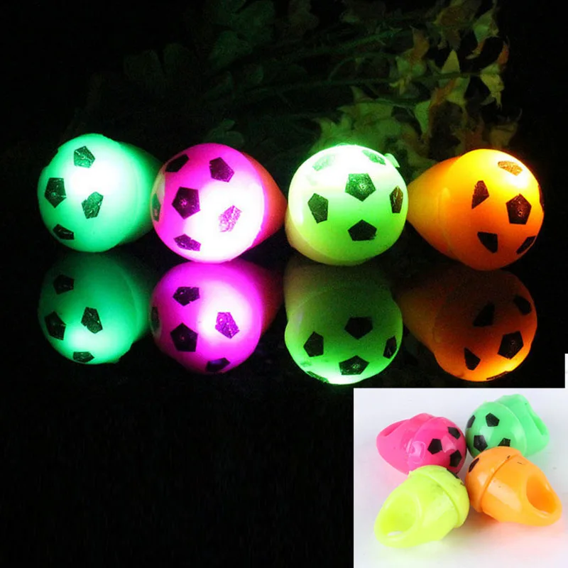 40PC Football Finger Light Colorful LED up Rings Party Gadgets Kids Toy for event home decor birthday|Сверкающие товары для