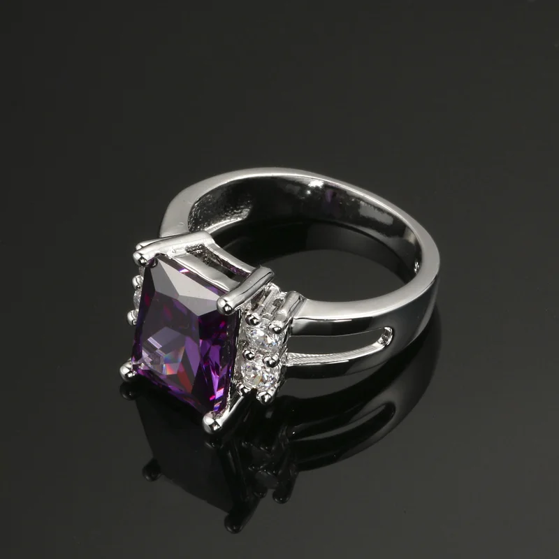 CC кольцо для женщин модное ювелирное изделие роскошный фиолетовый камень белый