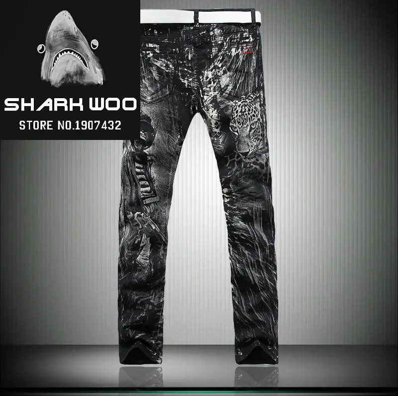 Hot New Autumn and Winter 2015 Men Painted jeans Camouflage Pants Slim trousers Free shipping | Мужская одежда