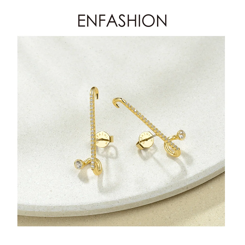 ENFASHION Панк горный хрусталь серьги гвоздики для женщин заявка на цвет золота
