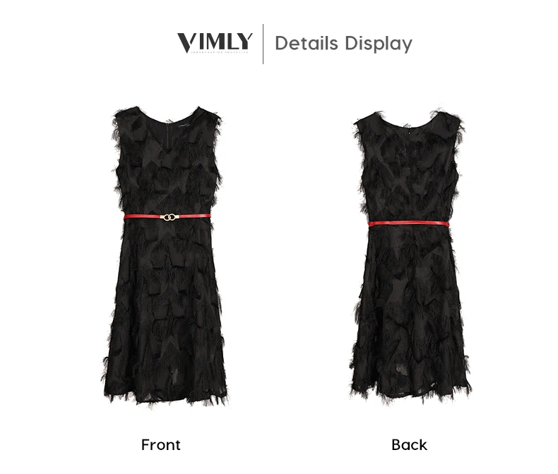 Vimly летнее подиумное платье трапециевидной формы с перьями Vestido элегантное сексуальное платье с v-образным вырезом без рукавов Мини платья знаменитостей Клубная одежда