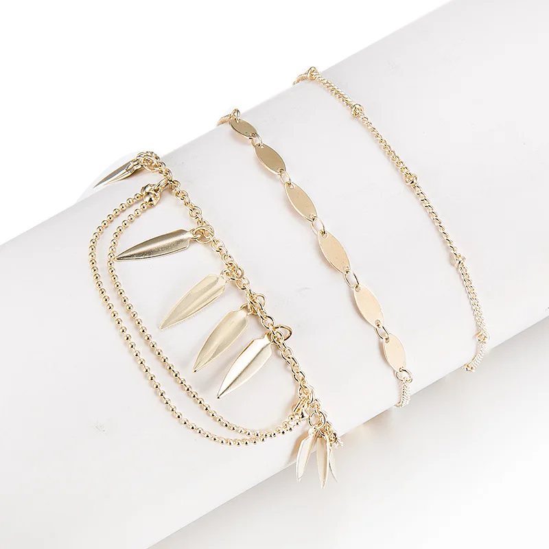 Модный многослойный браслет 3 шт./компл. бусины золотого цвета украшения для