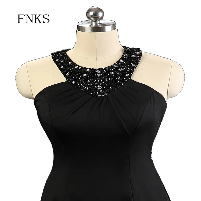 Черный Холтер с плеча для матери невесты платья Бисероплетение блестками платье