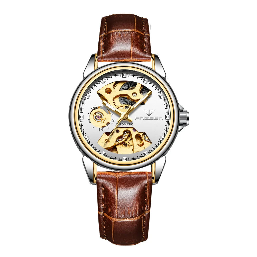 as picture Женские Механические часы бренд fngeen Reloj Mujer полностью стальные Relogio Femino автоматические часы Montre Femme - Цвет: as picture