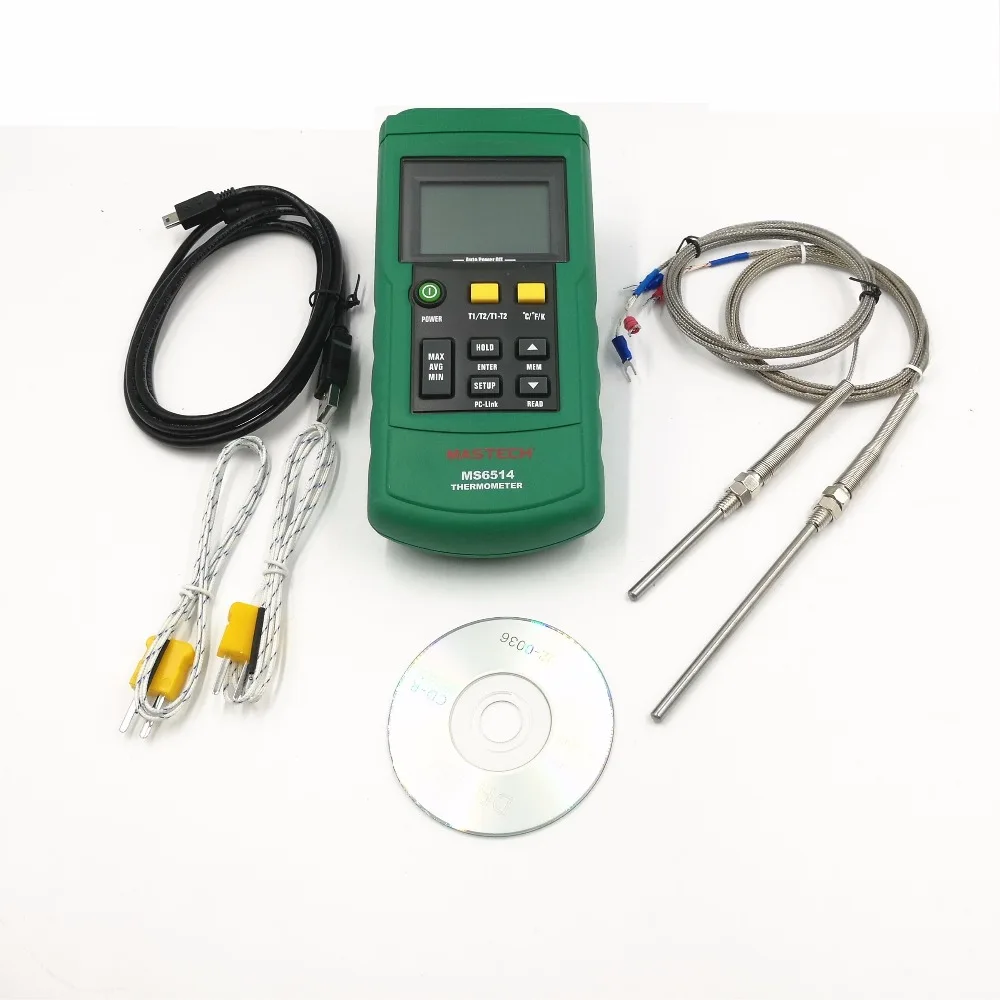 MASTECH MS6514 двухканальный цифровой термометр + 2 шт. 30 мм k образный термоэлектродный