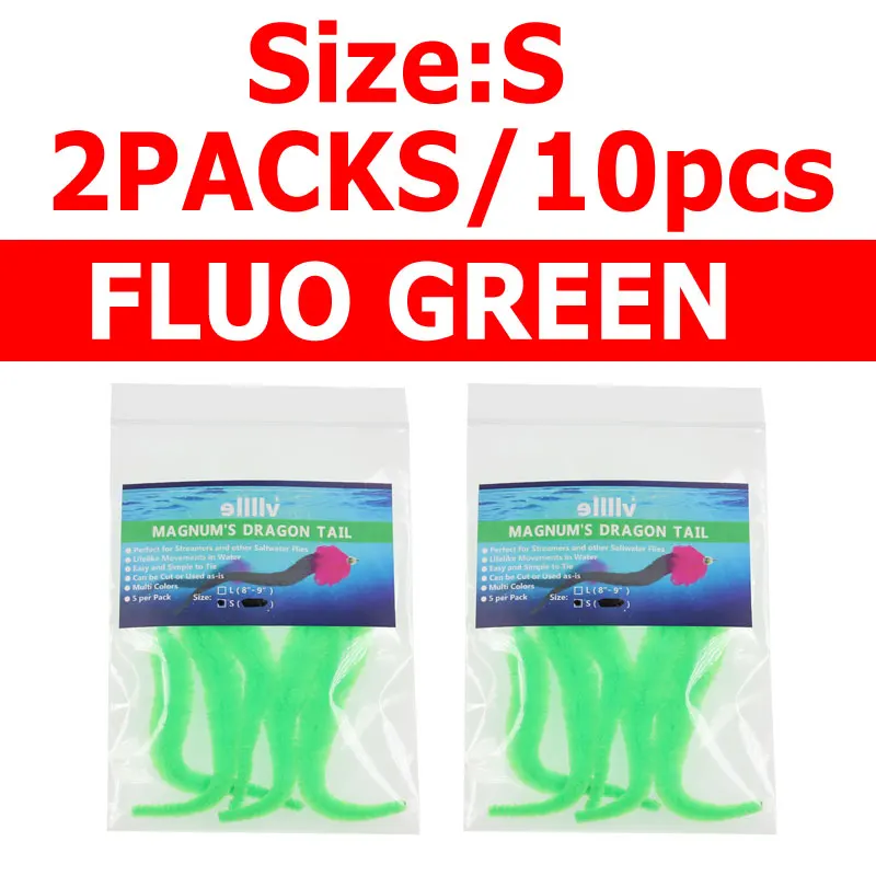 10pcs FL Green Bimoo 10 шт. около 9 см Популярные Мангум Дракон Хвост Для муски щуки Бас Морская Рыбалка приманки Baitfish стример мухи материал - Цвет: 10pcs FL Green