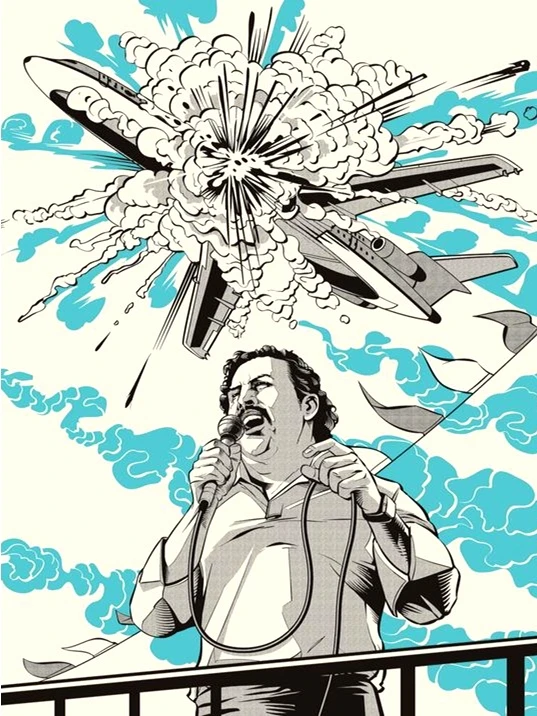 Нарко Колумбии Pablo Escobar постер поп арт классическое ретро винтажное крафт холст