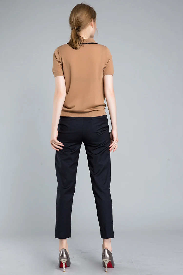 Женские смесь шерсти и шелка темно-ПР брюки 2017 Осень | Женская одежда