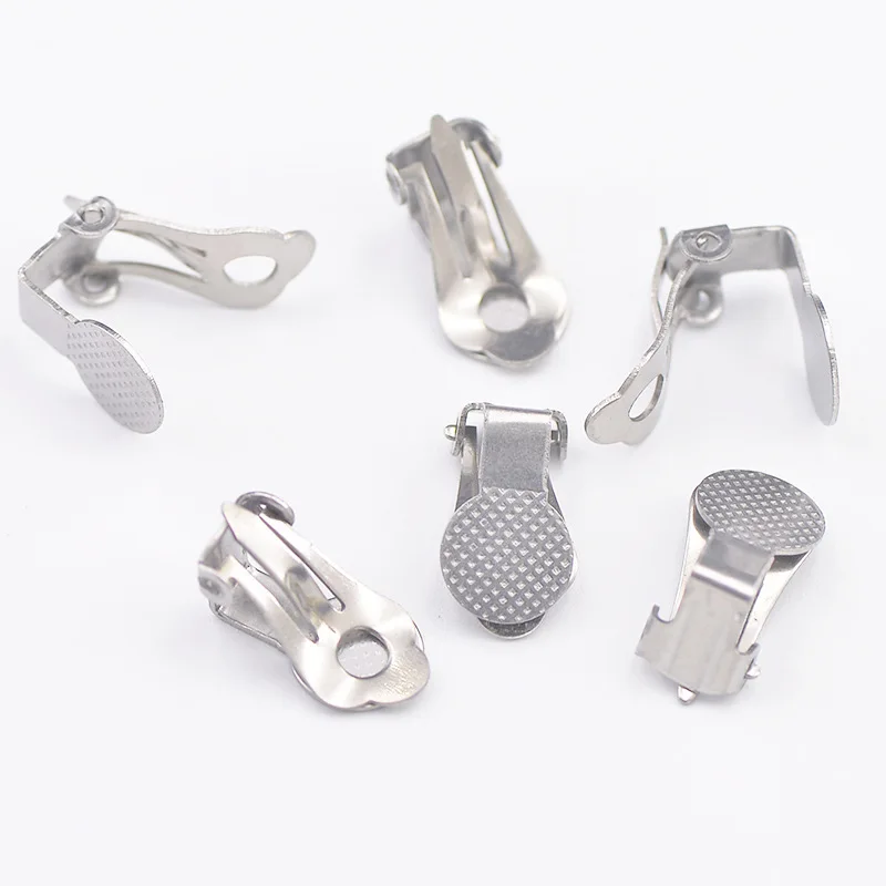 Женские серьги Клипсы из нержавеющей стали с плоской основой 10 шт.|for jewelry making|for
