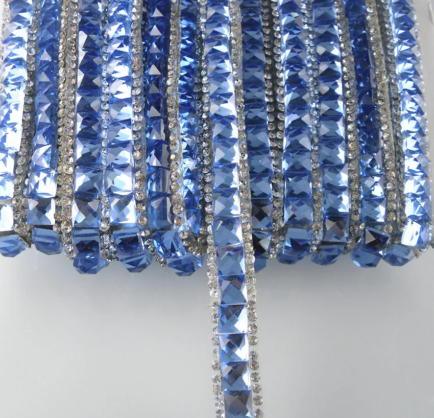 Горячая фиксация квадратная Синяя Прозрачная Стеклянная кристаллическая