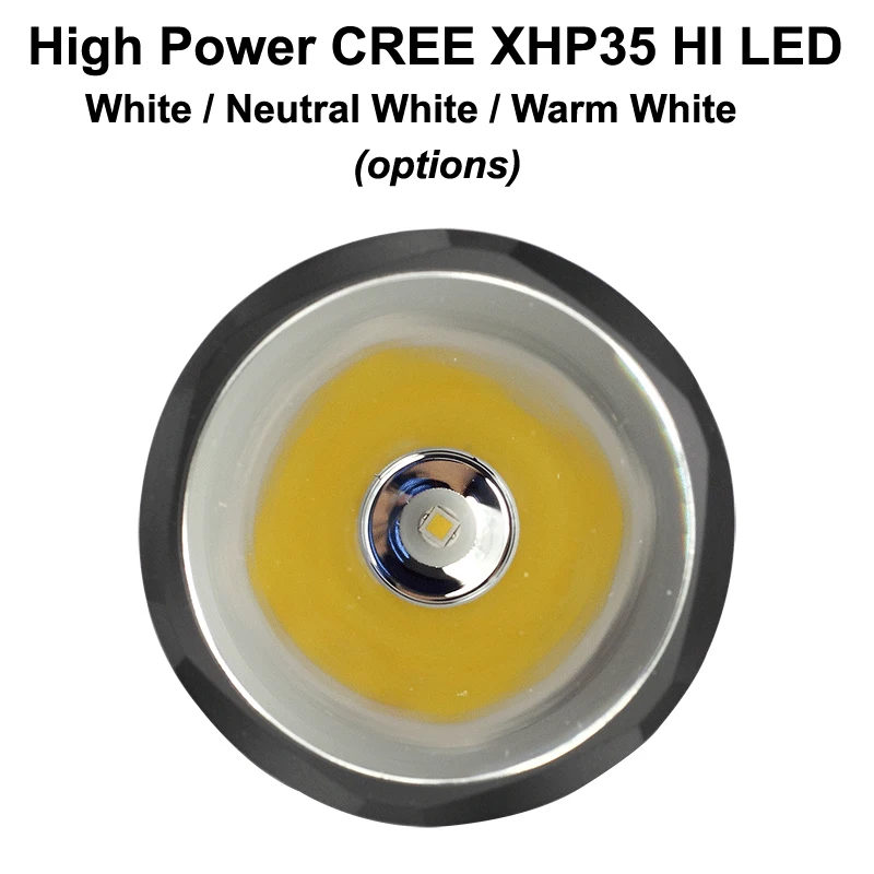 K6 Cree XHP35 HI белый 6500 К/нейтральный белый 5000 К/теплый белый 3000 К 2600 люмен 5-режим светодиодный фонарик-черный(1x26650