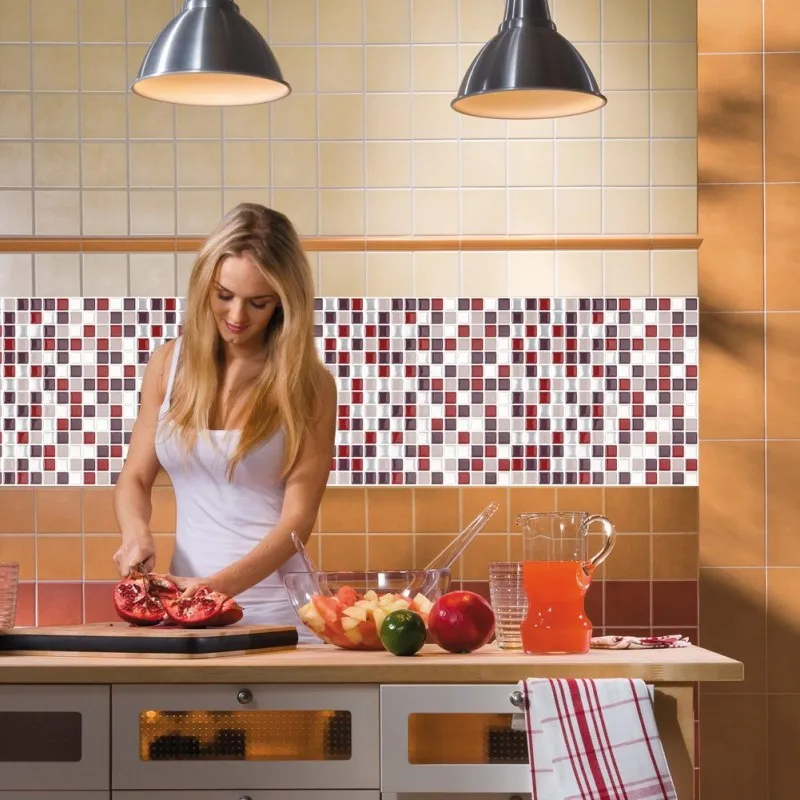 Мозаичная самоклеящаяся плитка Backsplash Настенная Виниловая наклейка для ванной