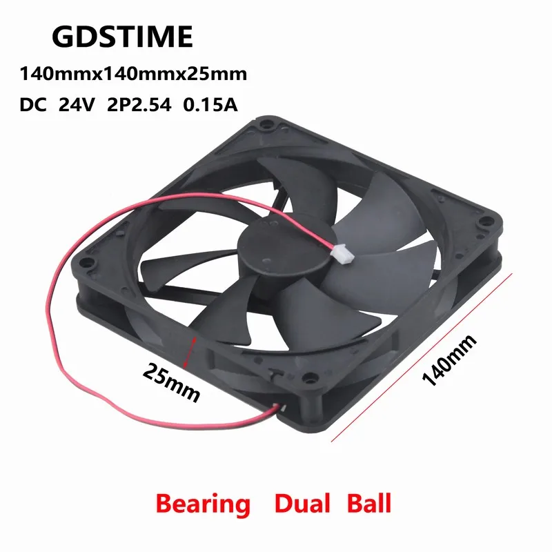 5 шт. Gdstime 14025B DC 24 В 140*140*25 мм двойной шариковый подшипник 140 x 25 14 см кулер 2Pin