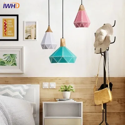 

Железные Подвесные светодиодные светильники Modren, креативная деревянная Подвесная лампа для ресторана, столовой, спальни, домашнее освещен...