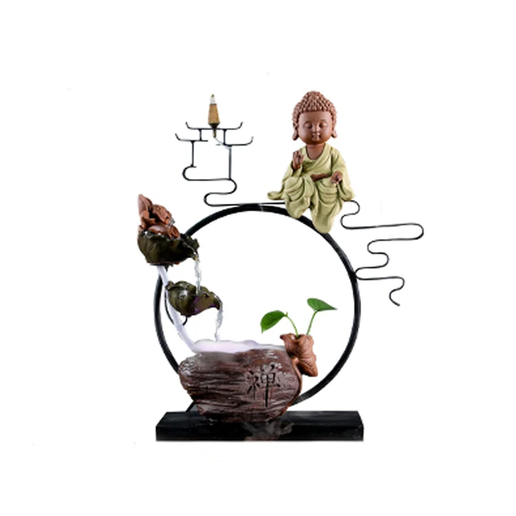 High-grade Ceramic Water Fountain Humidifier Feng Shui Round Home Living Room Office Chinese Style Decoration | Дом и сад