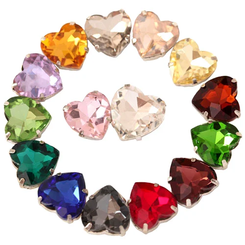Mixed Colors Сердце форма стекло кристалл красочные пришить стразы с коготь ясно пришивать коготь Стразы Блеск Стразы для одежды B2973 - Цвет: Mixed Colors