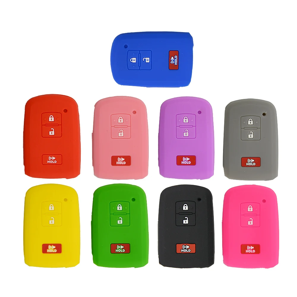 Colorful 3 Buttons Soft Skin Rubber Car Key Case Fob Cover Shell For Toyota Camry RAV4 Avalon Auris Replacement Accessories | Автомобили и