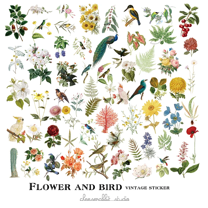 56pcs Retro flowers and birds Acetate Diecut shapes for Scrapbooking Happy Planner/Card Making/Journaling Project | Дом и сад