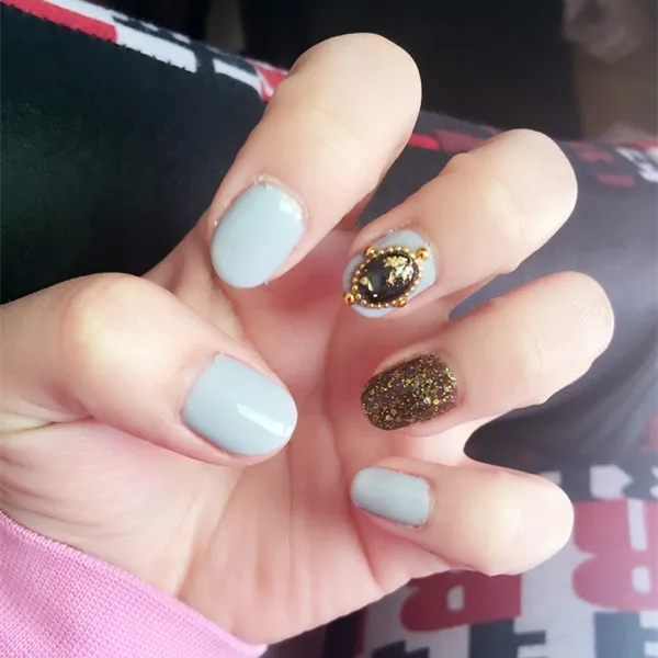 Японские наклейки для ногтей золотые овальные Стразы из смолы 24 шт. 6 видов