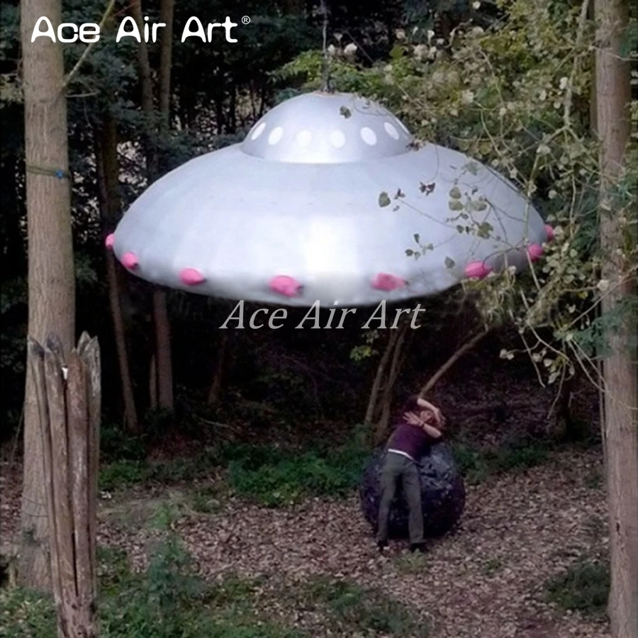 Наружная/Внутренняя подвесная гигантская Серебряная надувная модель НЛО для