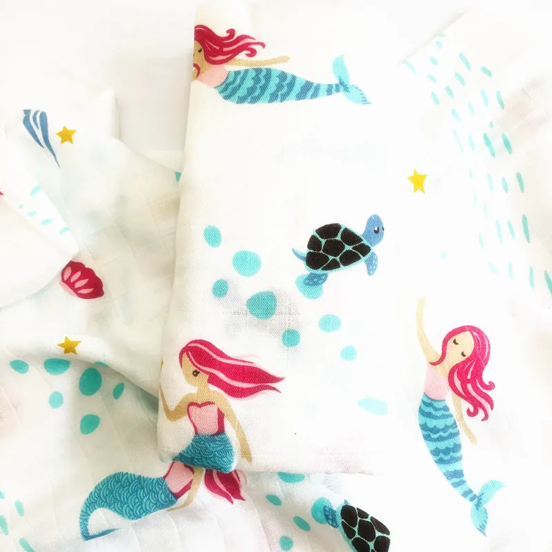 zm mermaid Ins муслиновое одеяло s детское стеганое одеяло бамбук хлопок подушка для купания младенцев Полотенце-пеленка одеяло s многофункциональная детская обертка - Цвет: zm mermaid