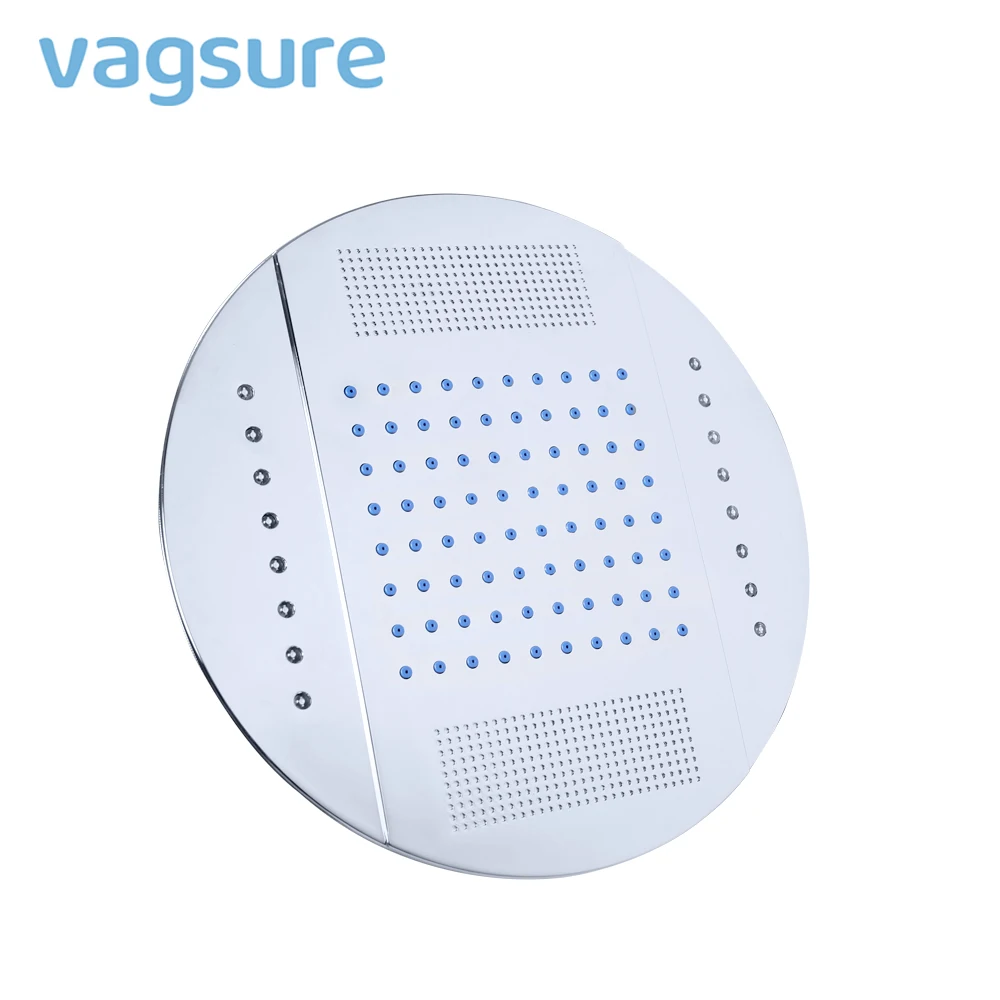 

Новый стиль, 1 шт., верхняя Лейка для душа + 12 В, светодиодный светильник, аксессуар, Круглая Хромированная потолочная Лейка 25 см