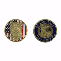 5pcs st michael patron st of law enforcement hall of honor remember the fallebronze plated challenge coin souvenir coins gift