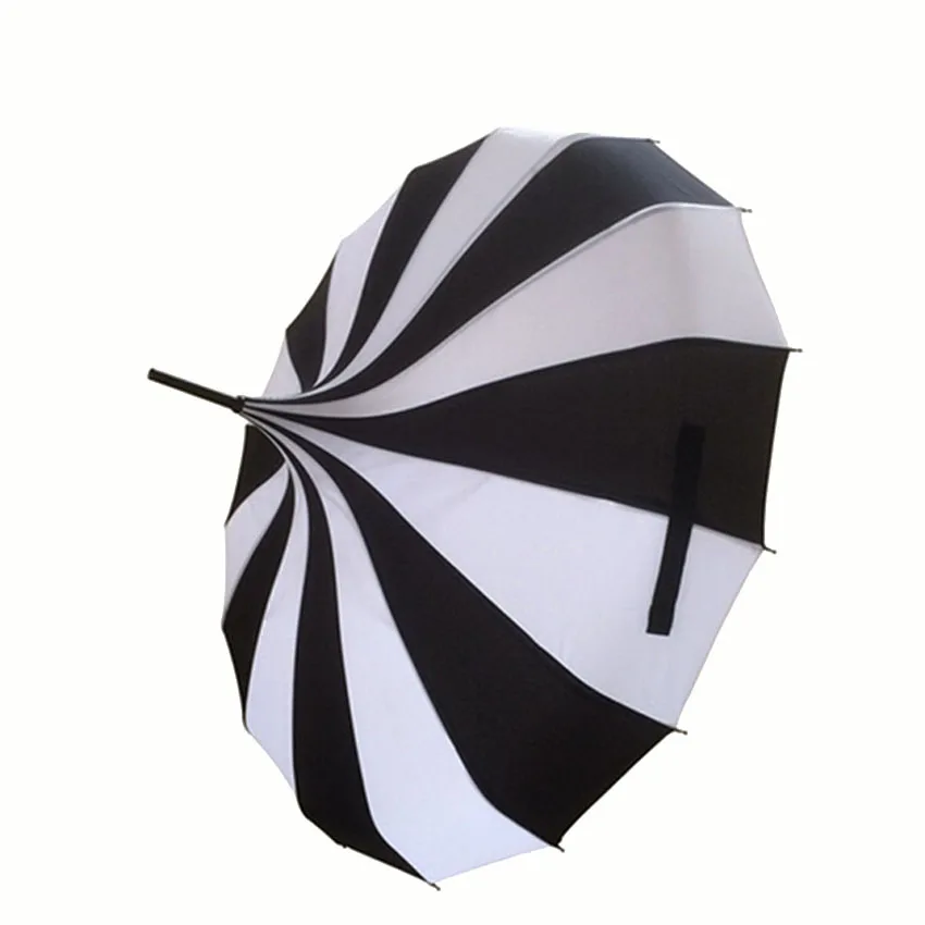 

New Creative Design Black And White Striped Golf Umbrella Long-handled Straight Pagoda Umbrella (10 pieces/lot)