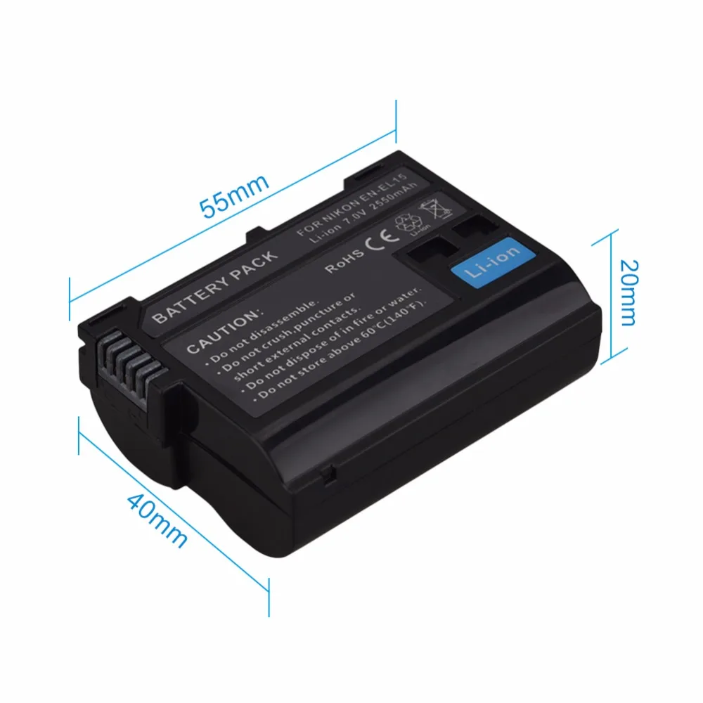 2x2550mAh EN EL15 ENEL15 литий ионный аккумулятор + USB зарядное устройство для Nikon DSLR D600 D610 D800