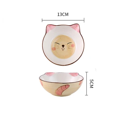 Yellow 5 inch bowl Японская и Корейская креативная керамическая тарелка для завтрака и стейка, детская тарелка с фруктами, ручная роспись, блюдо с животными, мультяшная миска, набор посуды - Цвет: Yellow 5 inch bowl