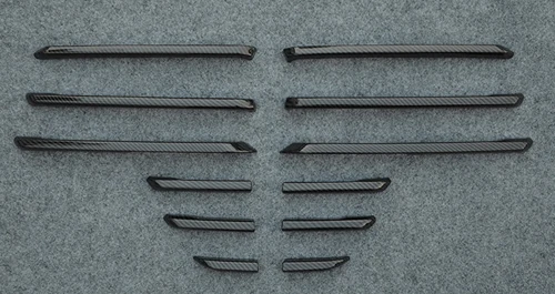 Carbon Fiber 12 шт./компл. углеродного волокна ABS Хромированная передняя решетка крышка наличники полосы аксессуары для Mazda 3 Axela M3 стайлинга автомобилей C775 - Цвет: Carbon Fiber