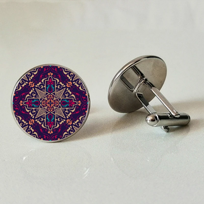 

Country flower flower figure glass cufflinks vintage pattern cufflinks men's shirt jewelry picture custom