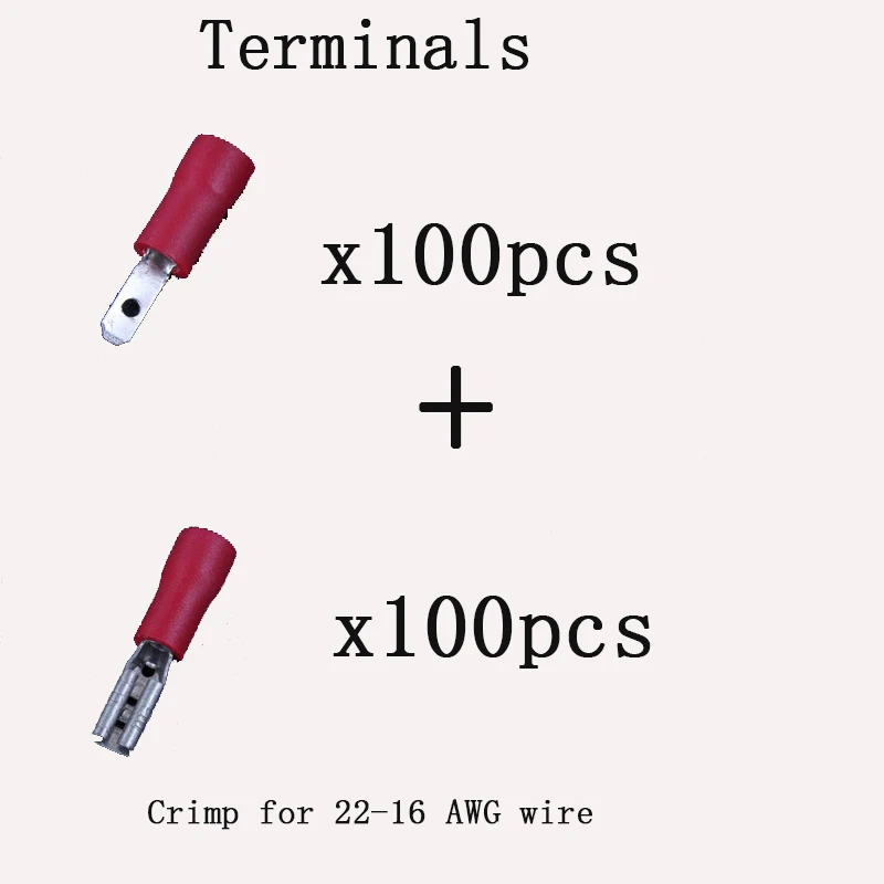 

200 шт., обжимные клеммы для кабелей 22-16 AWG