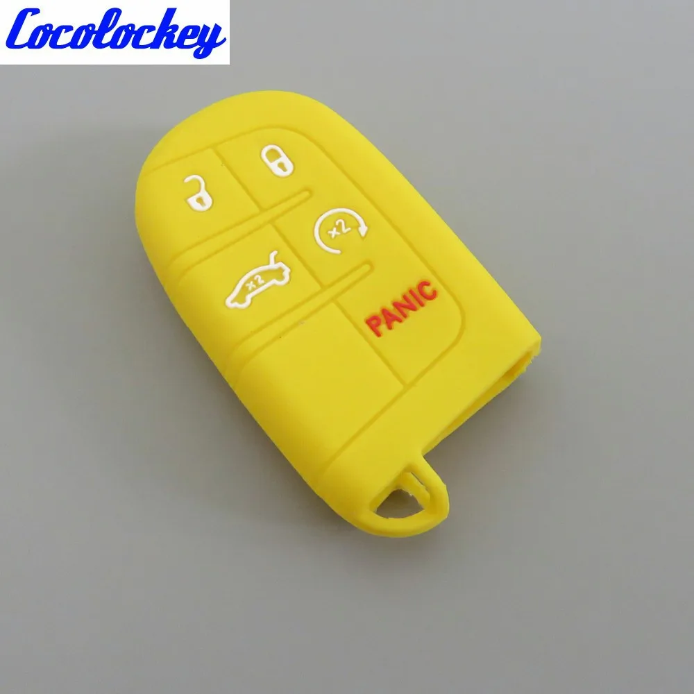 yellow Cocolockey силиконовый чехол ключ для Jeep Cherokee Renegade для Dodge Journey Dart Durango Зарядное устройство для Chrysler 300C случае ключ - Название цвета: yellow