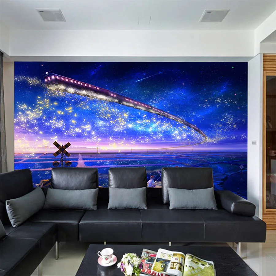 Large Fantasy Star Cartoon Train 3D Room Embossed Wallpaper for Livingroom 3 d Wall Paper Background Covering Murals Rolls Art |