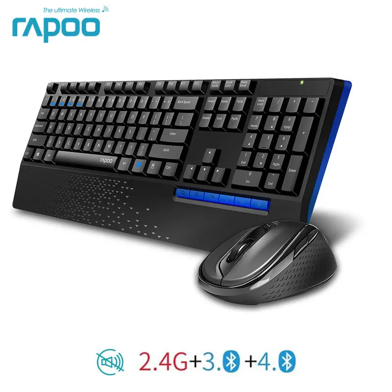 Новинка Rapoo 8300T многорежимная Бесшумная Беспроводная клавиатура мышь Combos Bluetooth 3