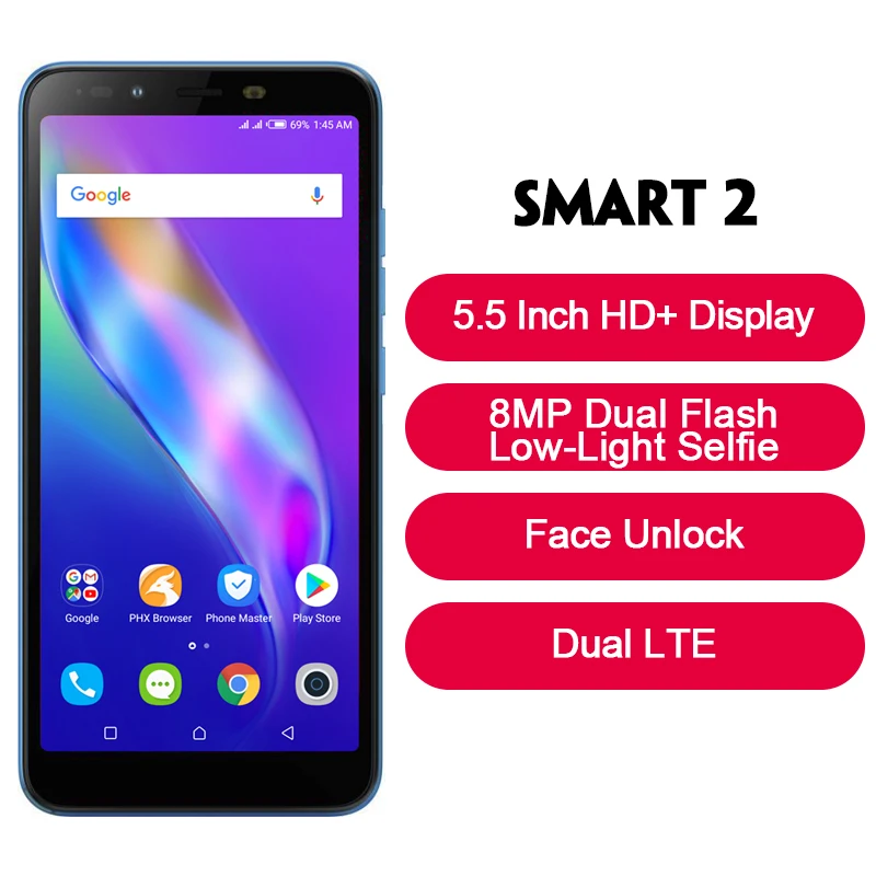 Смартфон Infinix Smart 2 16G 2G 5 дюймов двойная вспышка с низким освещением селфи