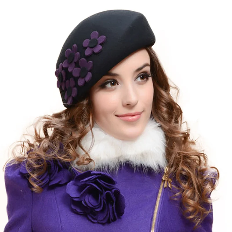 FS Зимние черные сапоги коричневый 100% Австралия Шерсть Французский Берет шляпы