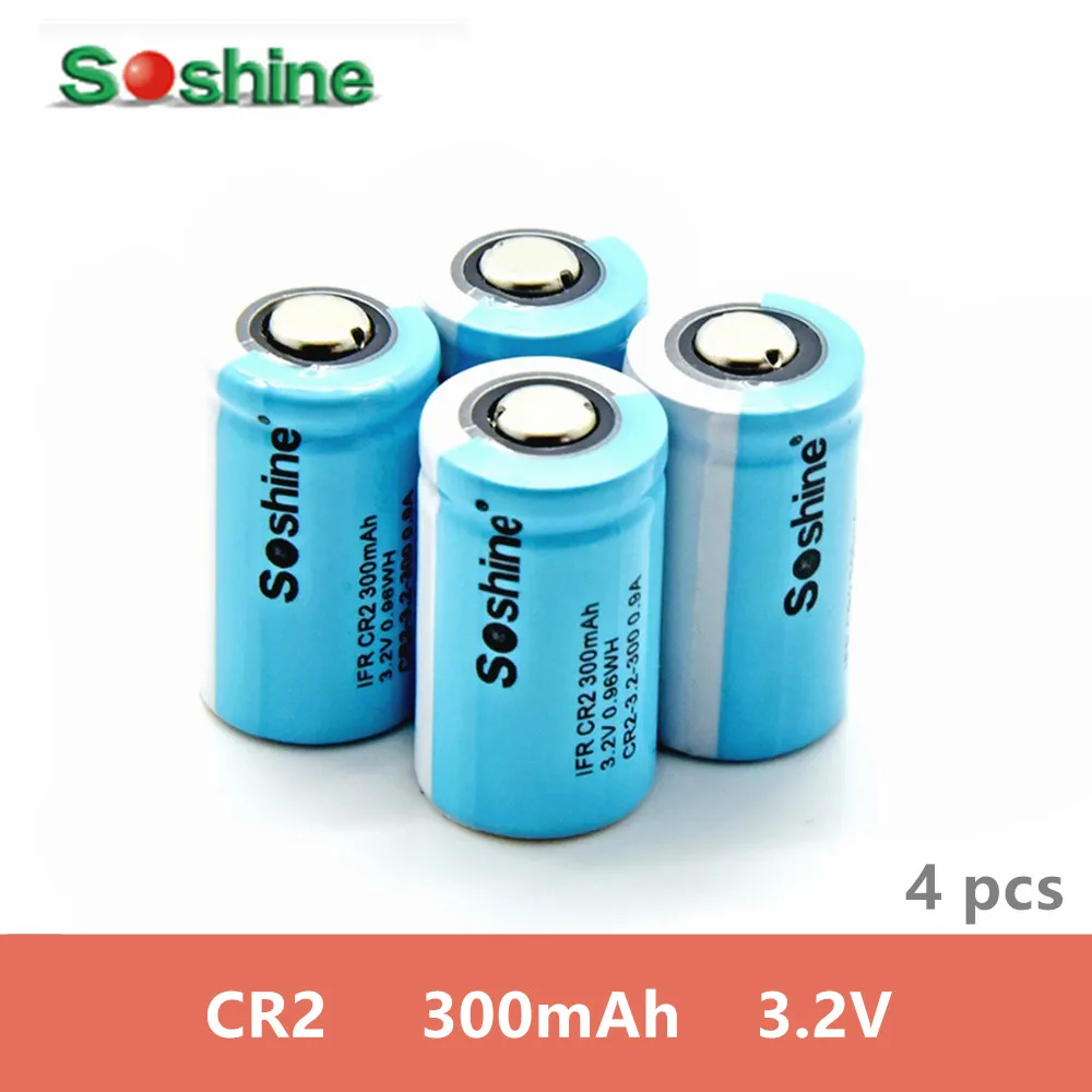 Аккумуляторные батареи SOSHINE LiFePo4 15266 IFR CR2 300 мАч 3 2 в 4 шт.|Перезаряжаемые батареи| |