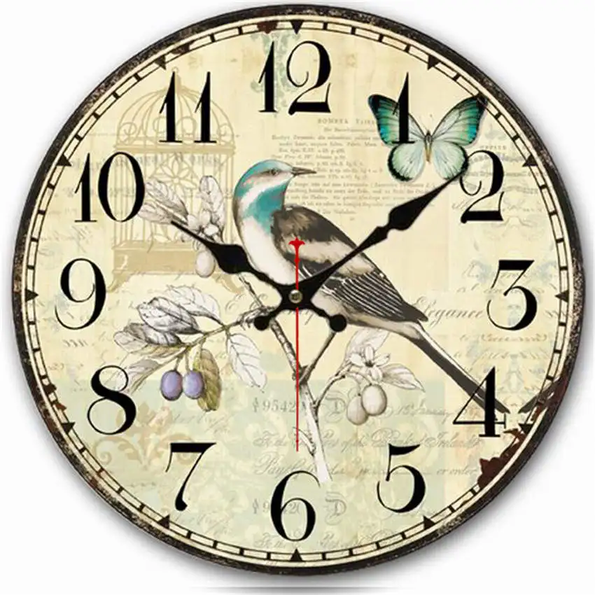 Blue Bird Clock Красивые пейзажи часы Птицы Дизайн Мода Тихая Гостиная Исследование офис кухня домашний декор книги по искусству большой настенные - Цвет: Blue Bird Clock