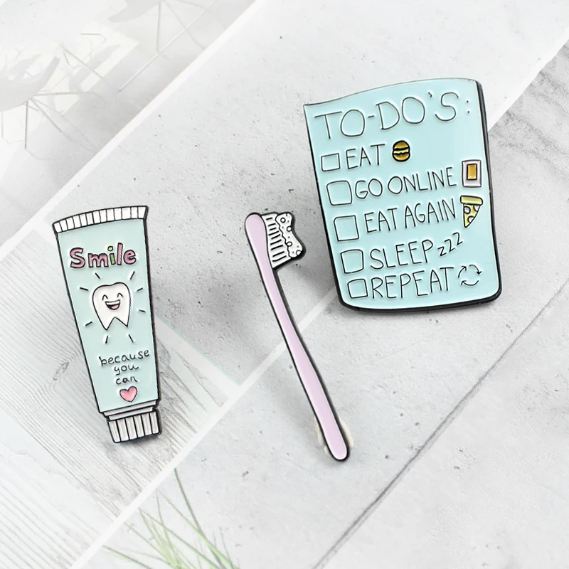 Зубная паста зубная щетка эмалированная брошка лист для сна еды гамбургера пиццы