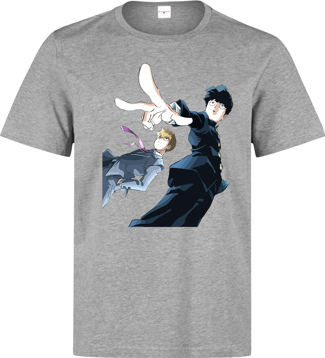 Mob Psycho 100 and Arataka Reigen Мужская (в наличии) серая футболка комичные футболки круглый