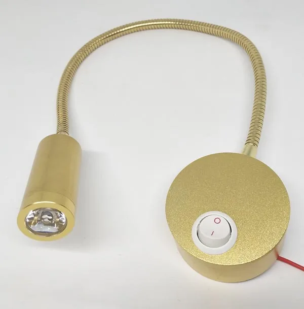 Золотой корпус AC85-265V 1 Вт/3 Вт Настенный светодиодный светильник для чтения для спальни отеля