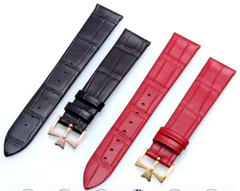Durable Black/Blue/Brown/Red Genuine Leather Watchband 18-22mm Thin Calfskin Strap Pin Clasp Fit for Vacheron Constantin Watch
