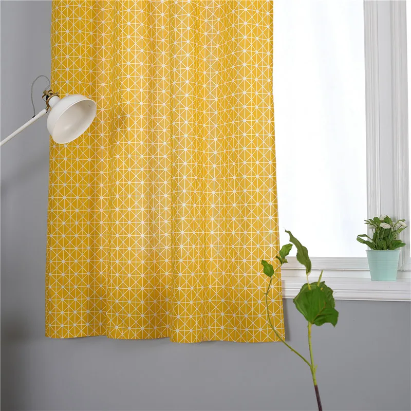 XYZLS геометрические желтые занавески хлопковые льняные на окна для гостиной
